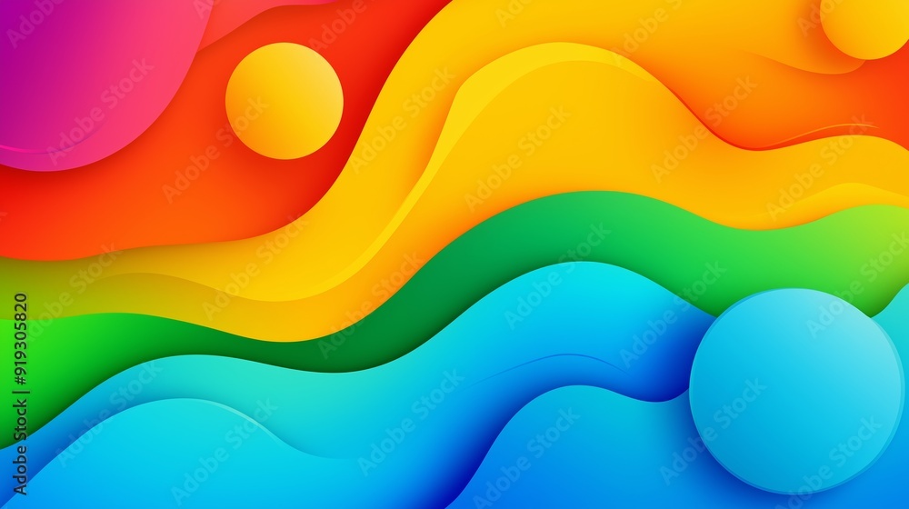 Poster a colorful, abstract background with a blue circle in the middle. the background is a mix of differe
