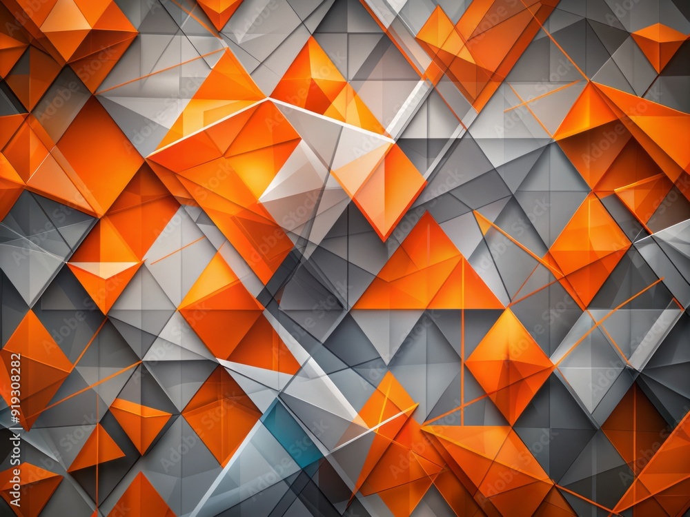 Poster vibrant orange and grey geometric textures intersect and overlap, creating a dynamic, modern abstrac