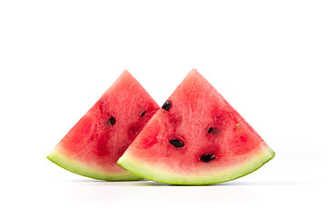 watermelon and watermelon slices isolated on white background.