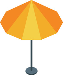 Yellow beach umbrella casting a shadow, offering protection from the sun on a bright summer day