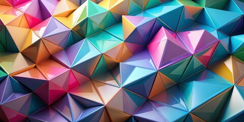 Obraz premium Vibrant multicolored background featuring stunning 3D geometric structure in clean, modern pastel design, ideal for digital projects, websites, and futuristic visual representations.