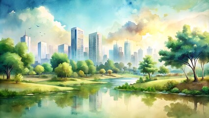 Obraz premium Soft Watercolor Background with Nature-Inspired Tones - Perfect for Wellness Projects