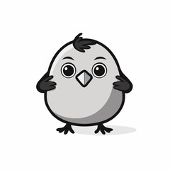very simple chick drawing, icon style, vector style, black and white, white background