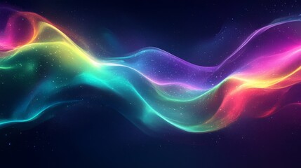 Fototapeta premium Abstract Wavy Rainbow Nebula with Glittering Dust