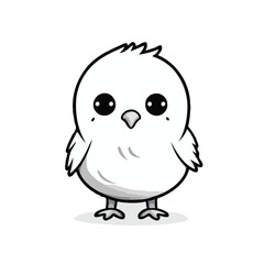 very simple chick drawing, icon style, vector style, black and white, white background