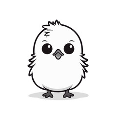 very simple chick drawing, icon style, vector style, black and white, white background