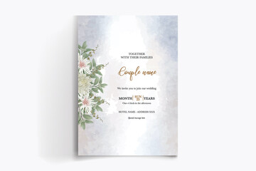 WEDDING INVITATION FRAME WITH FLOWER DECORATIONS WITH FRESH LEAVES