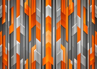 Vibrant orange and grey geometric patterns intertwined in a modern abstract design, creating a dynamic and futuristic vertical background with energetic visual appeal.