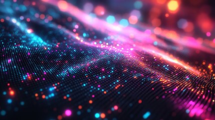 Abstract Wavy Pattern of Brightly Colored Lights