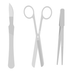 メスとハサミとピンセット