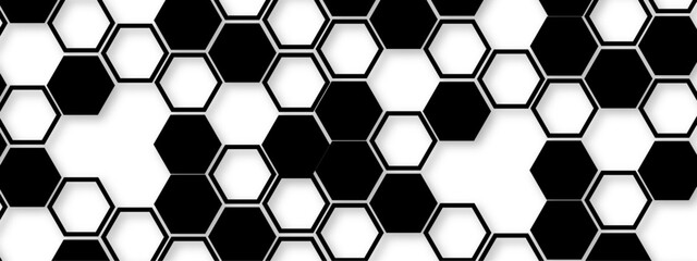 Abstract modern science or technology concept banner hexagonal shapes background. Technology background with hexagons shape pattern. Design for banner, template, technology, science, medical