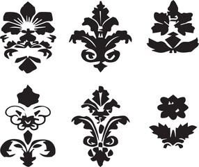 Fototapeta premium Demask Stencil Black Silhouette Design Elements