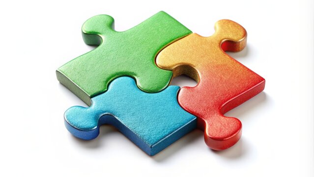 Isolated solitary jigsaw puzzle piece stands alone on a white background, symbolizing uniqueness, individuality, and the quest to find its perfect matching counterpart.