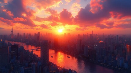 Develop an Urban Cityscape Featuring the Iconic Skyline with Modern Architecture