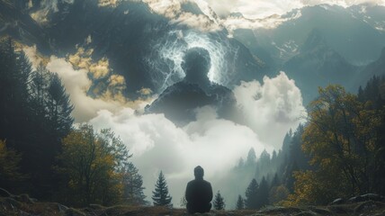 A praying man causes a god, an extraterrestrial intelligence, to appear to him in heaven