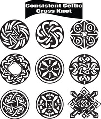 Consistent Celtic Cross Knot Black Silhouette Vector Collection