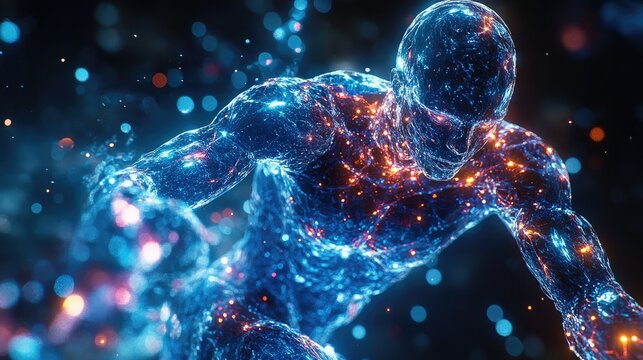 Electrolytes and Hydration - A 3D Hydrated Body with Glow to Illustrate Electrolyte Balance