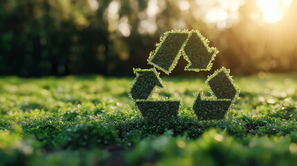 Waste recycling symbol, environmental protection on green  background , eco friendly
