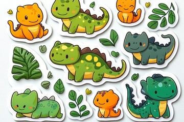 Adorable Cartoon Dinosaur Stickers