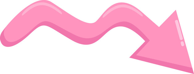 Vector cartoon pink arrow isolated on white in flat style