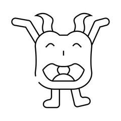 happy monster funny line icon vector. happy monster funny sign. isolated contour symbol black illustration