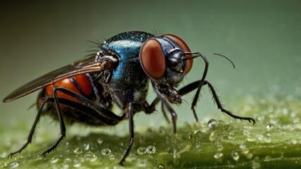 Naklejka premium Intricate Details: A Close-Up of a Fly