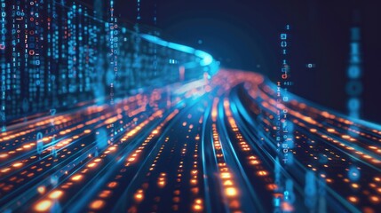 Fototapeta premium Digital Highway: A Journey Through Data
