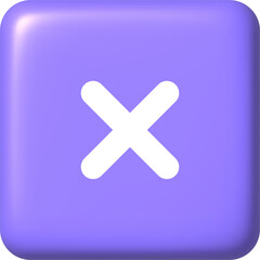 Obraz premium 3d icon. Arithmetic sign multiply on purple button. PNG illustration.