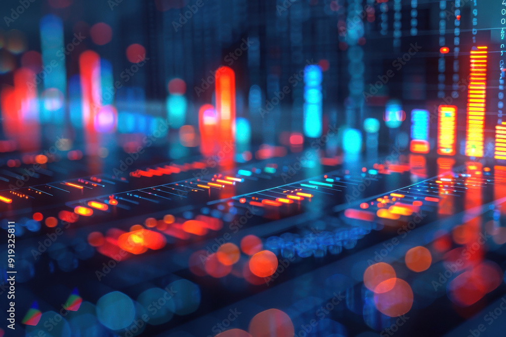 Poster abstract equalizer background with glowing lights