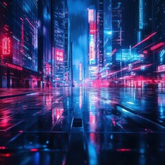 Dynamic Cityscape with Neon Lights at Night Wallpaper