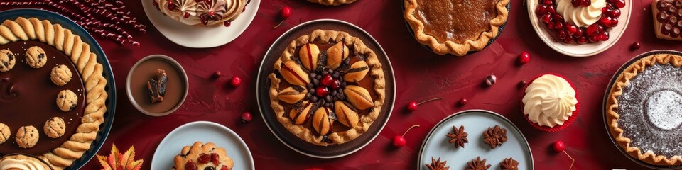 Fototapeta premium Assortment of delicious pies and desserts, perfect for a festive gathering.