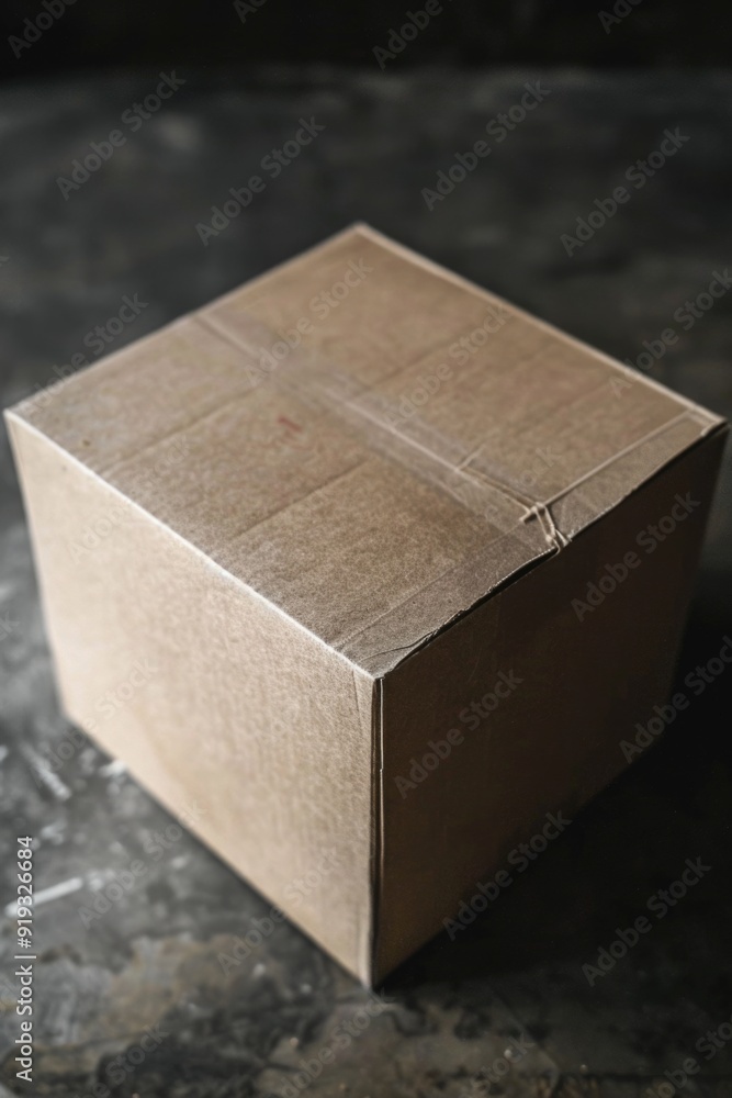 Poster a simple brown box sitting on a table