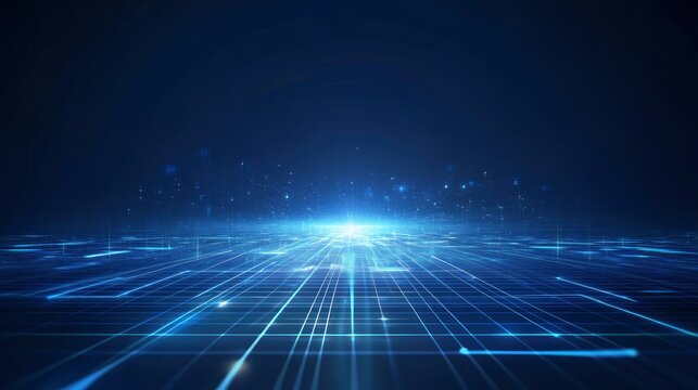 https://s.mj.run/-5pezmlwnS8 Blue technology background with light rays and grid, with generative ai