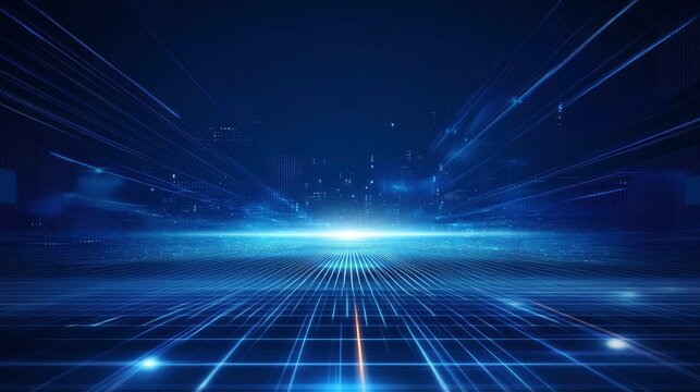 https://s.mj.run/-5pezmlwnS8 Blue technology background with light rays and grid, with generative ai