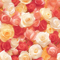 アニメ風の複色のバラのテクスチャパターン