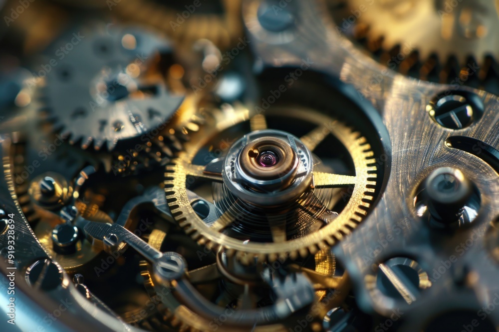 Aufkleber a detailed view of clock gears and mechanisms