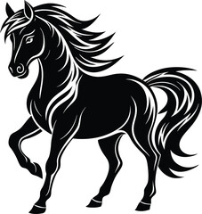 horse silhouette isolated on white