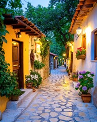 Fototapeta premium Charming Stone Street in a Mediterranean Village