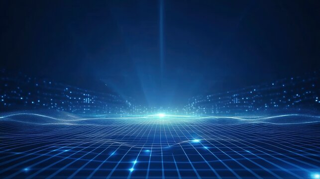 https://s.mj.run/-5pezmlwnS8 Blue technology background with light rays and grid, with generative ai