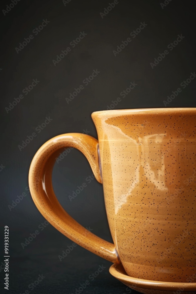 Poster a close-up view of a coffee cup resting on a saucer, ready to be filled with a warm beverage
