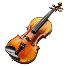 Fototapeta premium PNG Vintage wooden violin on a plain background