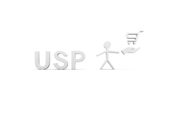 USP concept white background 3d render illustration