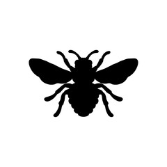 Bee Silhouette Vector Illustration White Background.
