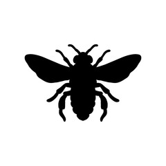 Bee Silhouette Vector Illustration White Background.