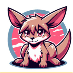 flat vector logo of a kangaroo in anime style