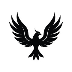 Obraz premium silhouette phoenix, eagle with fire wings 