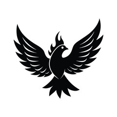 silhouette phoenix, eagle with fire wings
