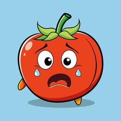 creative crying tomato vector illustration