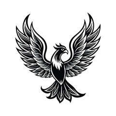 Fototapeta premium silhouette phoenix, eagle with fire wings 