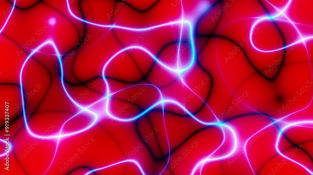 Poster red energy light strings or waves background with flares and backlighting. usable as future modern d